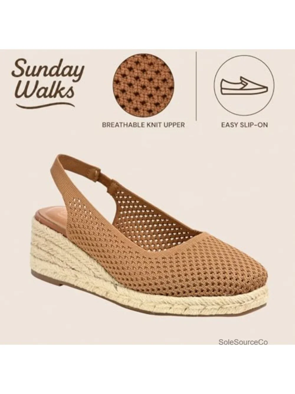 Knit Slingback Espadrille Wedge Heels Breathable Closed Toe Platform